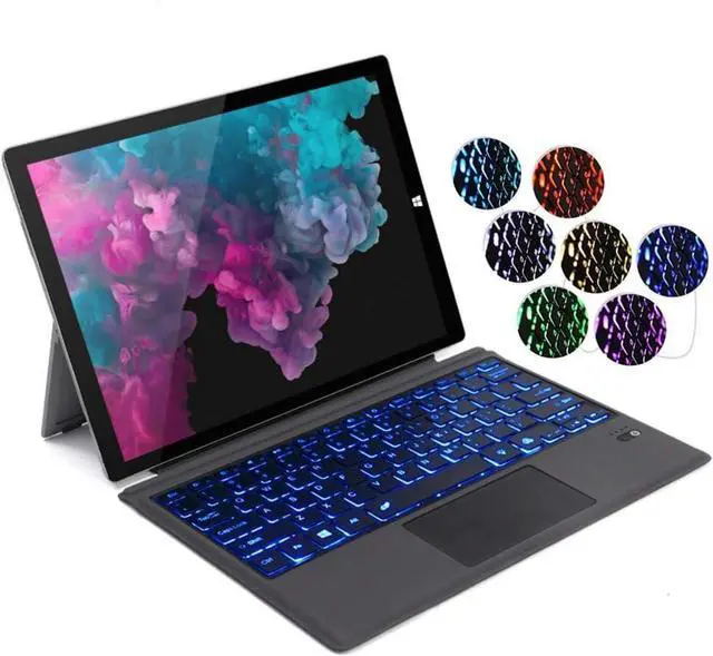 Main image of Backlit Keyboard with Trackpad Compatible with Surface Pro 7 Pro 6 Pro 5 Pro 4 LED 7 Colour Backlit Bluetooth Keyboard Compatible with Surface Pro 7th Gen/Surface Pro6 Tablet