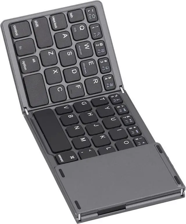 Alt view image 6 of 7 - EBTOOLS Portable Bluetooth Keyboard, USB Wired/Bluetooth 3.0 DualMode Foldable Keyboard with TouchPad, Suitable for iOS/Windows/Android Systems(Black)