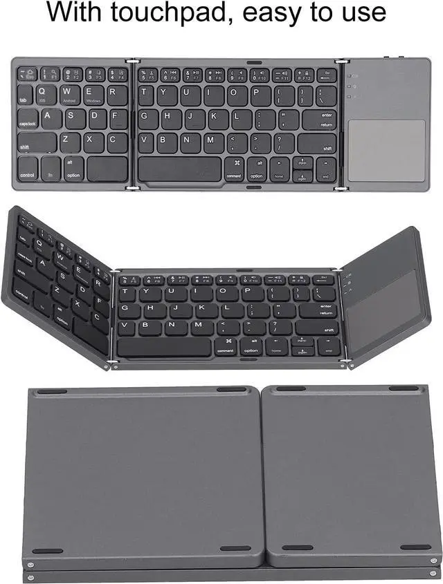 Alt view image 5 of 7 - EBTOOLS Portable Bluetooth Keyboard, USB Wired/Bluetooth 3.0 DualMode Foldable Keyboard with TouchPad, Suitable for iOS/Windows/Android Systems(Black)