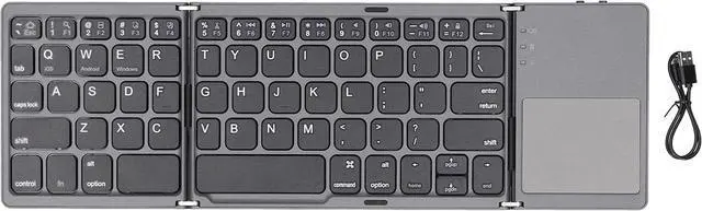 Alt view image 7 of 7 - EBTOOLS Portable Bluetooth Keyboard, USB Wired/Bluetooth 3.0 DualMode Foldable Keyboard with TouchPad, Suitable for iOS/Windows/Android Systems(Black)