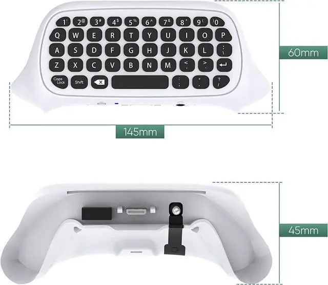 Alt view image 3 of 7 - Controller Keyboard for Xbox Series X/S, Wireless 2.4G Ergonomic USB Gamepad Keypad QWERTY Chatpad with Audio and Headset Jack for Game Live Chat Compatiable with Xbox Series S/Series X/One/One S