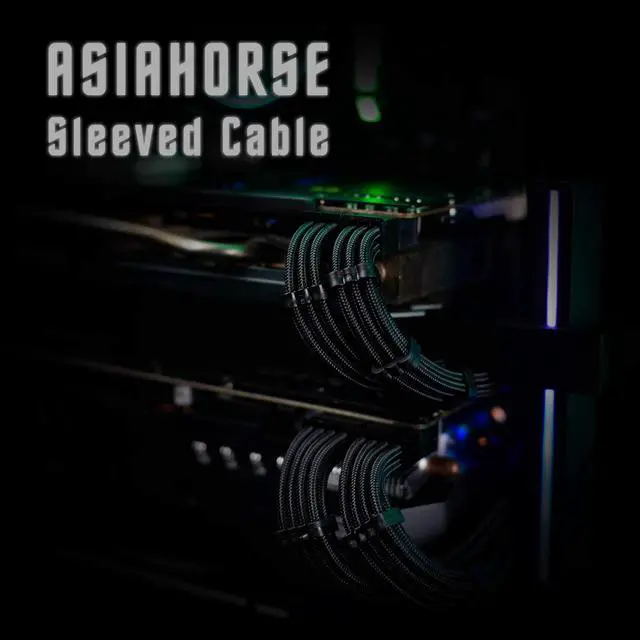 Alt view image 6 of 7 - Asiahorse 16AWG Pro Power Supply Sleeved Cable for Power Supply Extension Cable Wire Kit 1x24-PIN/ 2x8-PORT (4+4) M/B,3x8-PORT (6+2) PCI-E 30cm Length with Combs(Dual EPS Black)