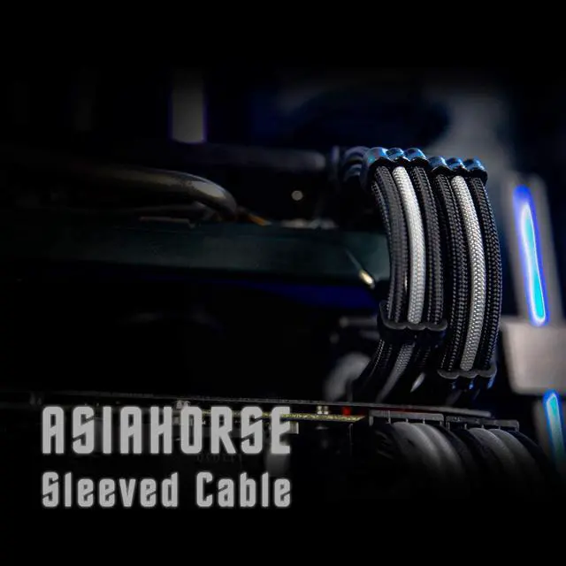 Alt view image 4 of 5 - Asiahorse Power Supply Sleeved Cable for Power Supply Extension Cable Wire Kit 1x24-PIN/ 2x8-PORT (4+4) M/B 3x8-PORT (6+2) PCI-E 30cm Length with Combs(Dual EPS Black-Mix)