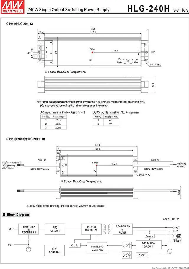 Alt view image 4 of 7 - MW Mean Well HLG-240H-42 42V 5.72A 240W Single Output LED Switching Power Supply