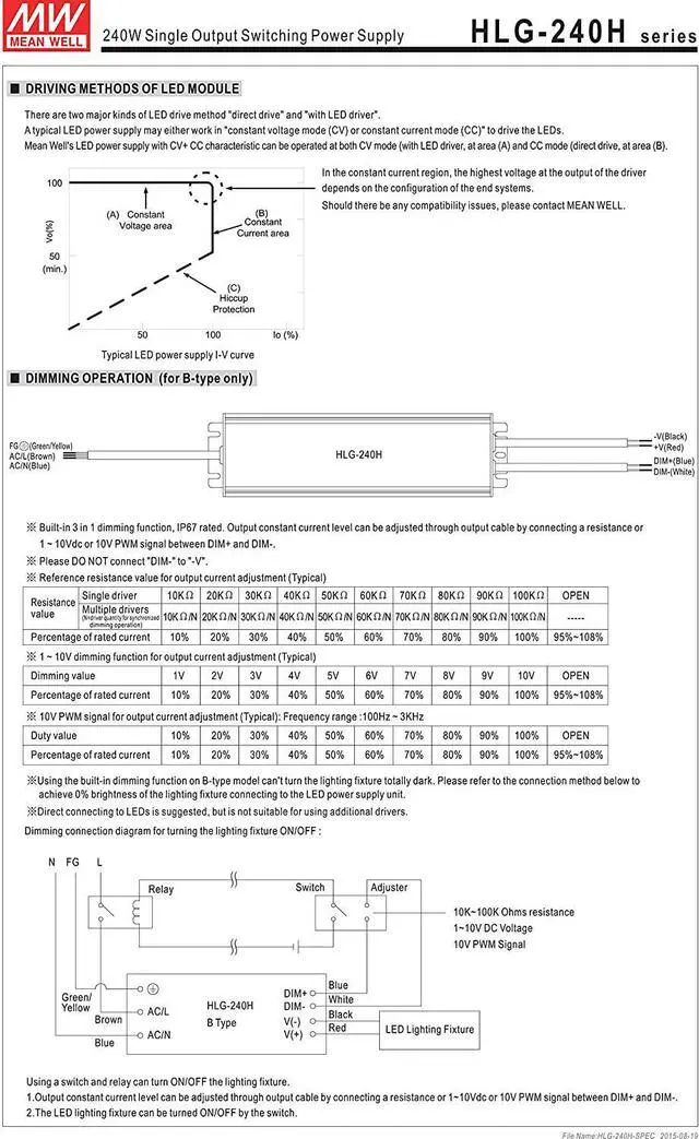 Alt view image 6 of 7 - MW Mean Well HLG-240H-42 42V 5.72A 240W Single Output LED Switching Power Supply