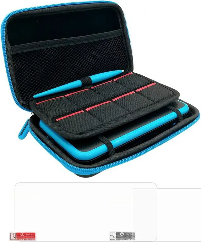 Alt view image 7 of 7 - 3 in 1 Case for Nintendo 2DS XL/New 2DS XL,Carrying Case Compatible with Nintendo 2DS XL with Stylus, 2 Screen Protector Film and 8 pcs Game Card Cases - Black