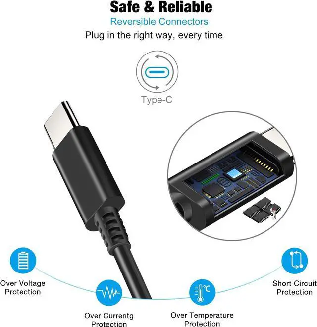 Alt view image 4 of 7 - Charger for Nintendo Switch,AC Adapter for Nintendo Switch - Fast Travel Wall Charger with 5FT USB Type C Cable 15V/2.6A Power Supply for Nintendo Switch Supports TV Mode and Dock Station