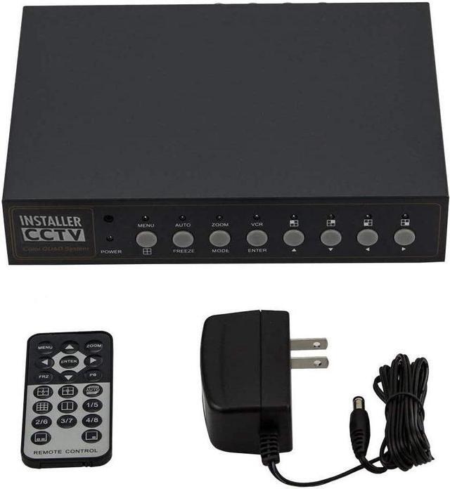 Main image of Installer CCTV 4CH Video Color Quad Multiplexer with Loopout, Remote Control and Free 1 Amp Power Adapter