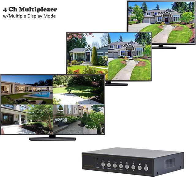 Alt view image 2 of 6 - Installer CCTV 4CH Video Color Quad Multiplexer with Loopout, Remote Control and Free 1 Amp Power Adapter