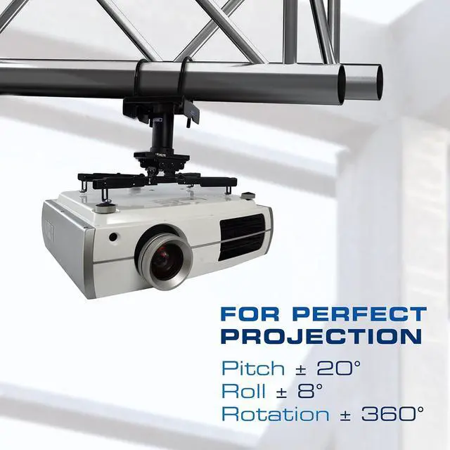 Alt view image 3 of 7 - QualGear Pro-AV QG-KIT-TA-3IN-B Projector Mount Kit Accessory with A Truss Ceiling Adapter, 3" 1.5", Black & QG-PRO-PM-1FT-B Pro-AV 1.5" Npt Threaded Pipe, 1' Length Projector Accessory