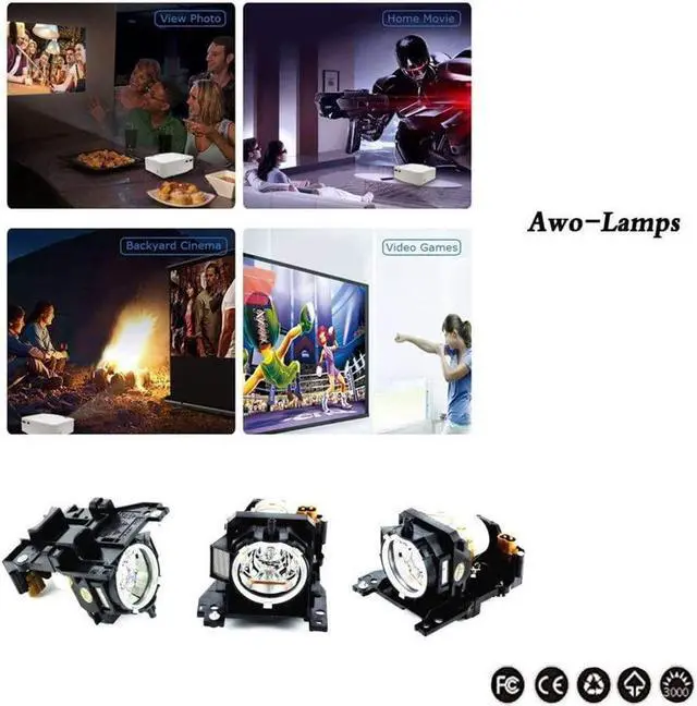 Alt view image 5 of 7 - AWO DT00911 / DT00841 / RLC-031 Replacement Lamp with Housing for HITACHI CP-WX400,CP-WX410,CP-X201,CP-X206,CP-X301,CP-X306,CP-X401,CP-X450,CP-X467,CP-ED-X31,CP-X33,CP-X200,CP-X205,CP-X300WF,CP-X305