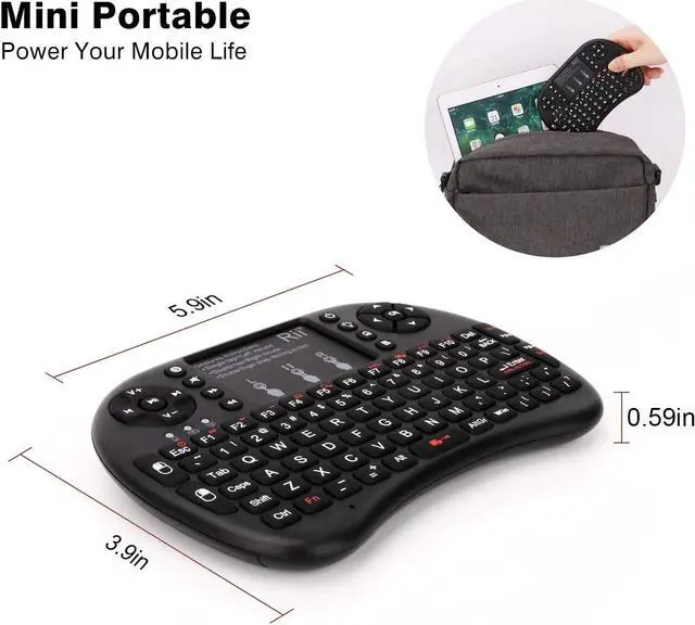Alt view image 4 of 7 - Rii i8 Mini 2.4GHz Wireless Touchpad Keyboard with Mouse for PC, PAD, XBox 360, PS3, Google Android TV Box, HTPC, IPTV (2.4G Black)