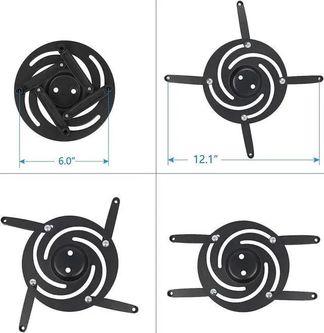 Alt view image 5 of 7 - Full Motion Universal Ceiling Projector Mount Bracket with Adjustable Height and Extendable Arms Rotating Swivel Mount for Home and Office Projector (Black)