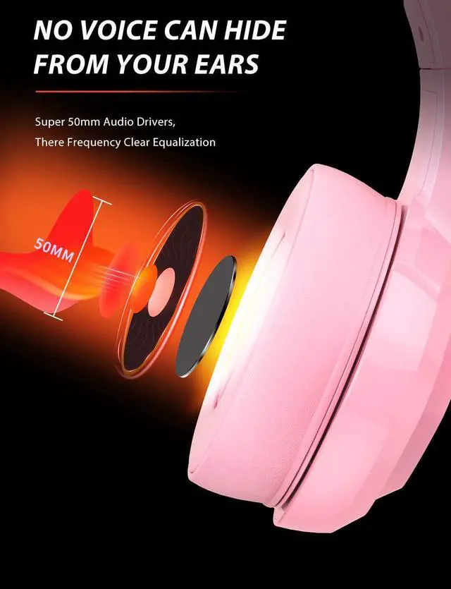 Alt view image 2 of 7 - ZIUMIER Pink Gaming Headset PS4 Headset, Xbox One Headset with Noise Canceling Mic and RGB Light, PC Headset with Stereo Surround Sound, Over-Ear Headphones for PC, PS4, PS5,Xbox One, Laptop (Pink)