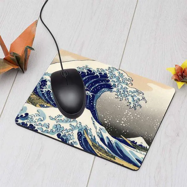 Alt view image 3 of 5 - Ocean Rectangle Gaming Mousepad Japanese The Great Wave Off Kanagawa Pattern Mouse Pad Mouse Mat for Computer Desk Laptop Office 9.5 X 7.9 Inch Non-Slip Rubber