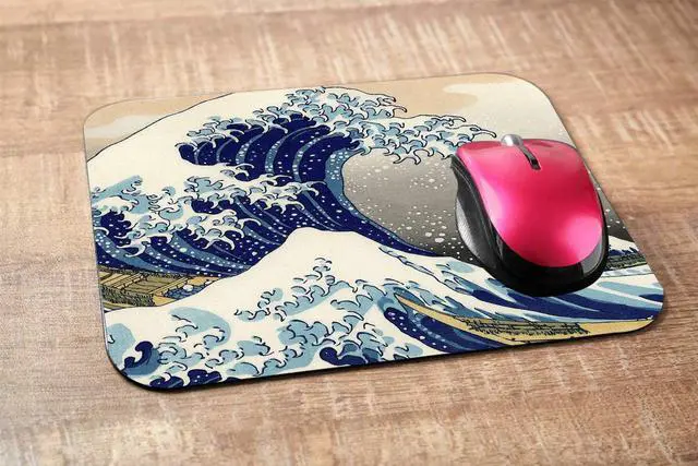 Alt view image 2 of 5 - Ocean Rectangle Gaming Mousepad Japanese The Great Wave Off Kanagawa Pattern Mouse Pad Mouse Mat for Computer Desk Laptop Office 9.5 X 7.9 Inch Non-Slip Rubber