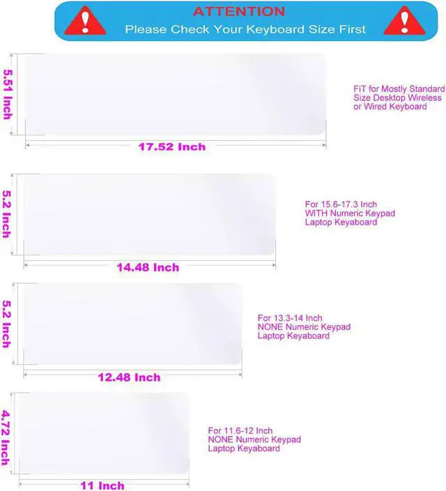 Alt view image 2 of 7 - 14.48" x 5.2" Universal Keyboard Cover Skin Design for 15.6"-17.3" Laptop Notebook with Numeric Keypad Keyboard, Ultra Thin Silicone Waterproof Keyboard Cover Protector-Clear