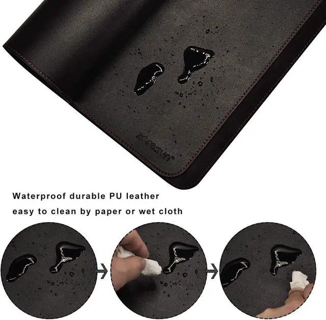 Alt view image 5 of 7 - ZORESYN XXL Desk Mat - 43.3"x19.7" PU Leather Desk Pad for Office & Home, Waterproof and Durable Desk Protector for Keyboard and Mouse (Black)