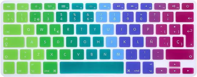 Main image of HRH Spanish EU Keyboard Cover for MacBook Air Pro 13 15 17 2015,Rainbow | Compatible with A1369 A1466 A1278 A1286 A1425 A1502 A1398,Splash-proof,Dustproof,Waterproof,Ultra Thin,Keyboard Accessories