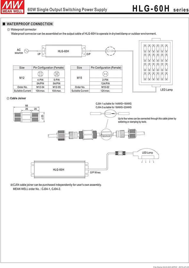 Alt view image 7 of 7 - MW Mean Well HLG-60H-48A 48V 1.3A 60W Single Output LED Switching Power Supply