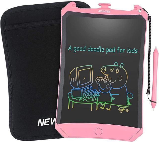 NEWYES Colorful Robot Pad 8.5 Inch LCD Writing Tablet with Lock Function  Electronic Doodle Pads Drawing Board with Case and Lanyard Gifts for Kids  Pink 