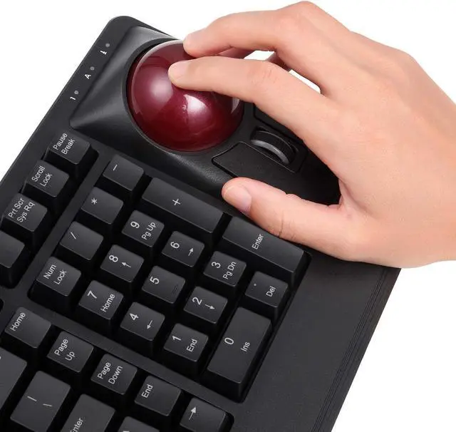 Alt view image 2 of 7 - Perixx Periboard-522 Wired Trackball Mechanical Keyboard, Build-in 2.17 Inch Trackball with Pointing and Scrolling Feature, US English Layout