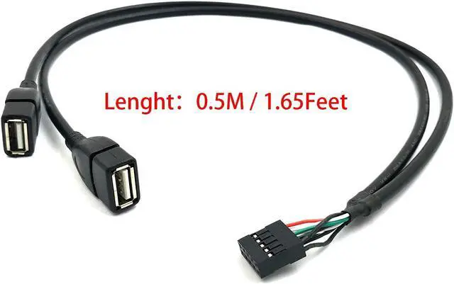 Alt view image 2 of 6 - Duttek USB Header Splitter Cable,10 pin Motherboard USB Header to Dual USB Cable, Dupont 10 Pin Female Header to Dual USB 2.0 Female Motherboard Extender Splitter Cable Cord (2AF/10 Pin 0.5M)