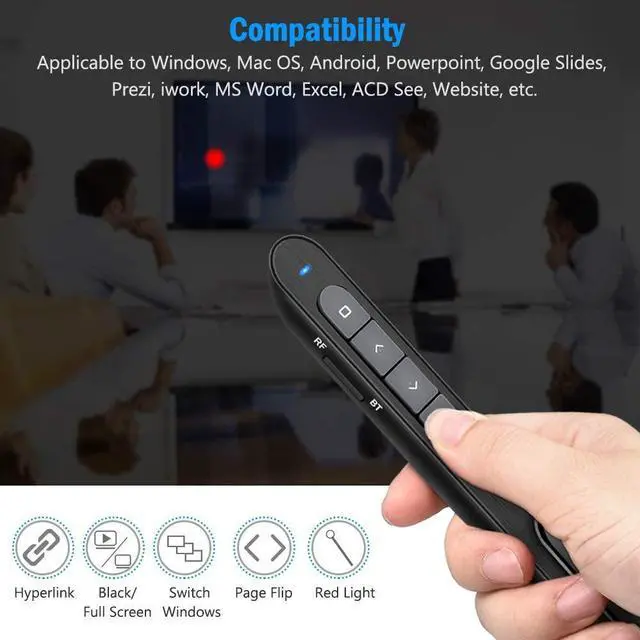 Alt view image 3 of 7 - for Bluetooth Presentation Remote Powerpint Clicker USB Rechargeable RF 2.4 GHz Dual Modes Wireless Presenter Presentation Clicker Slide Advancer for Mac/Keynote/PC/PPT 11