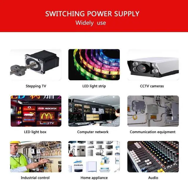 Alt view image 7 of 7 - HAILI 5V 40A 200W Power Supply AC110/220V to 5 Volt 40amp Universal Regulated Switching Transformer LED Driver Converter for LED Strip Lights, CCTV Camera, Security System, 3D Printer