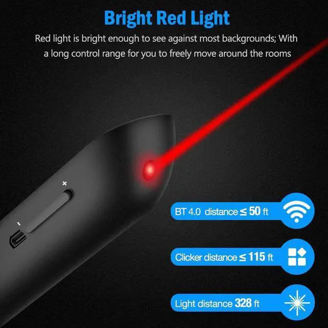 Alt view image 5 of 7 - for Bluetooth Presentation Remote Powerpint Clicker USB Rechargeable RF 2.4 GHz Dual Modes Wireless Presenter Presentation Clicker Slide Advancer for Mac/Keynote/PC/PPT 11