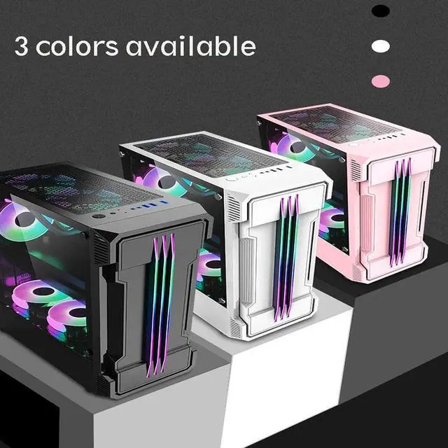 Alt view image 2 of 7 - YWXLC Gaming Computer PC Case for Desktop Computer PC Desktop Computer case, Water-Cooled case, RGB Personality Cool case, Back line DIY Assembly Computer case, Power Supply (378190447MM)