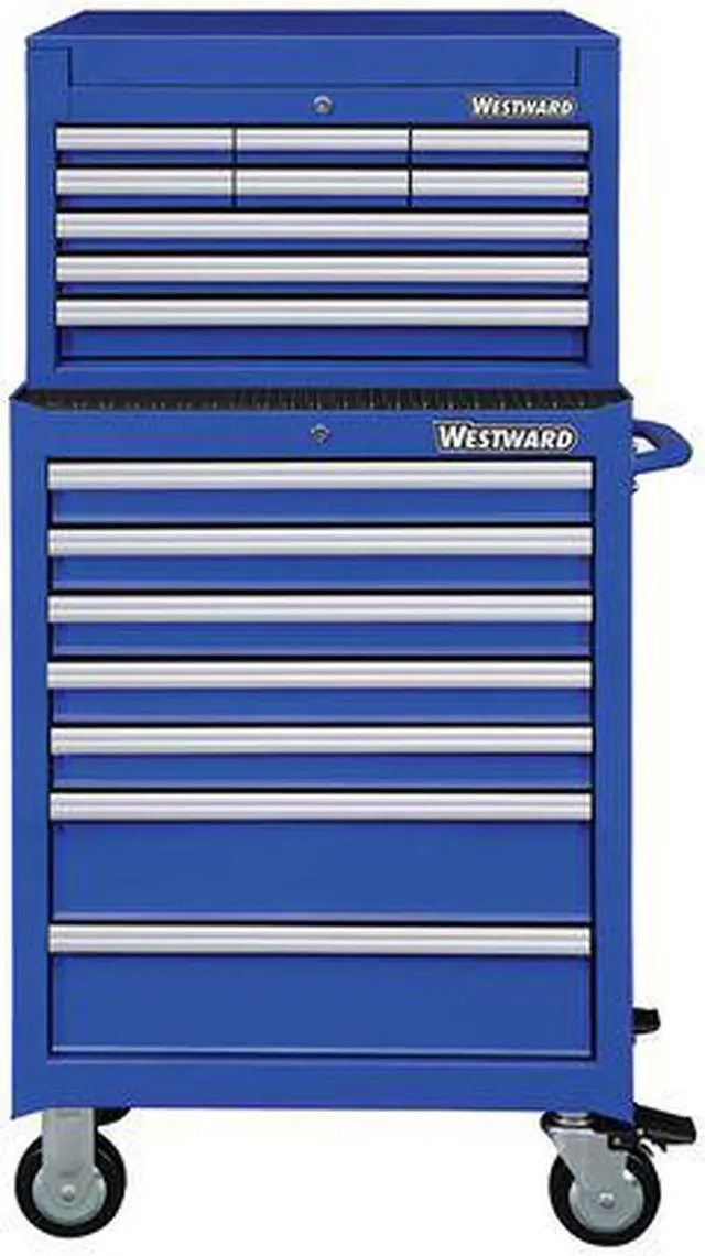 Alt view image 2 of 2 - WESTWARD 7CY30 26"W Tool Chest and Cabinet Combination 16 Drawers, Blue,
