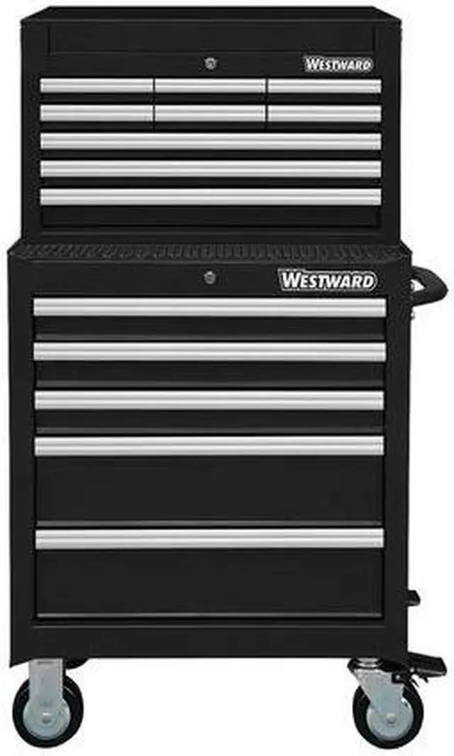 Alt view image 2 of 2 - WESTWARD 7CY07 26"W Tool Chest and Cabinet Combination 14 Drawers, Black,