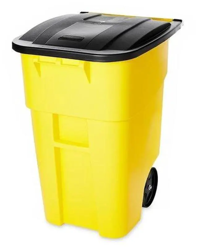 Alt view image 4 of 5 - RUBBERMAID COMMERCIAL FG9W2700YEL BRUTE 50 gal Rectangular Rolling Plastic Can,