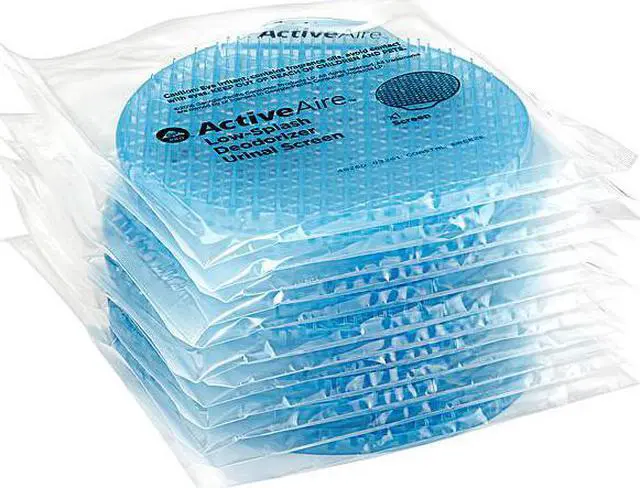 Alt view image 2 of 9 - Georgia Pacific 48260 Activeaire Deodorizer Urinal Screen - Coastal Breeze, with Side Tab - Blue, 12 per Case