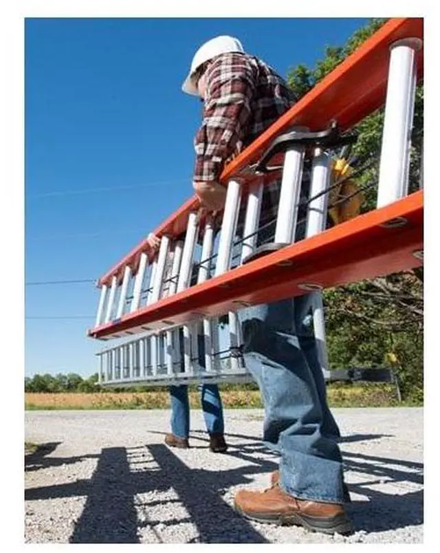 Alt view image 2 of 3 - LOUISVILLE FE3224 24 ft Fiberglass Extension Ladder, 300 lb Load Capacity