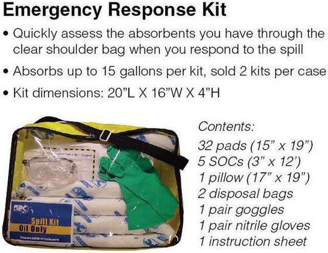Alt view image 4 of 6 - BRADY SPC ABSORBENTS SKO-CFB Spill Kit, Oil-Based Liquids, Clear/Ylw