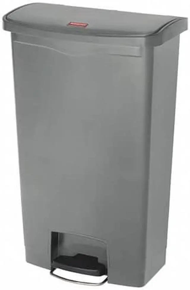 Alt view image 4 of 6 - Rubbermaid - FG1883604 - Slim Jim Resin Step-On Container, Front Step Style, 18 gal, Gray