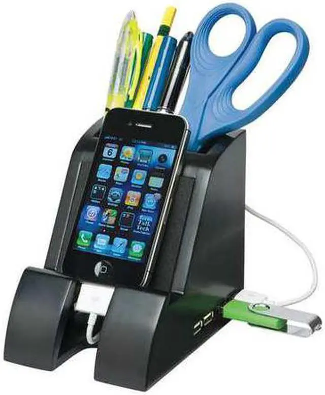 Alt view image 18 of 20 - Victor Smart Charge Pencil Cup with USB Charging Hub Black PH600