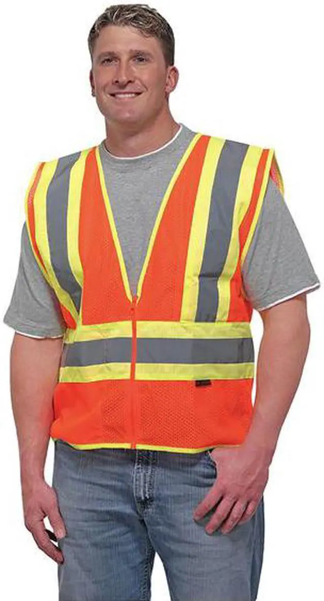 Alt view image 5 of 5 - KISHIGO 1055-XL XL Class 2 High Visibility Vest, Orange