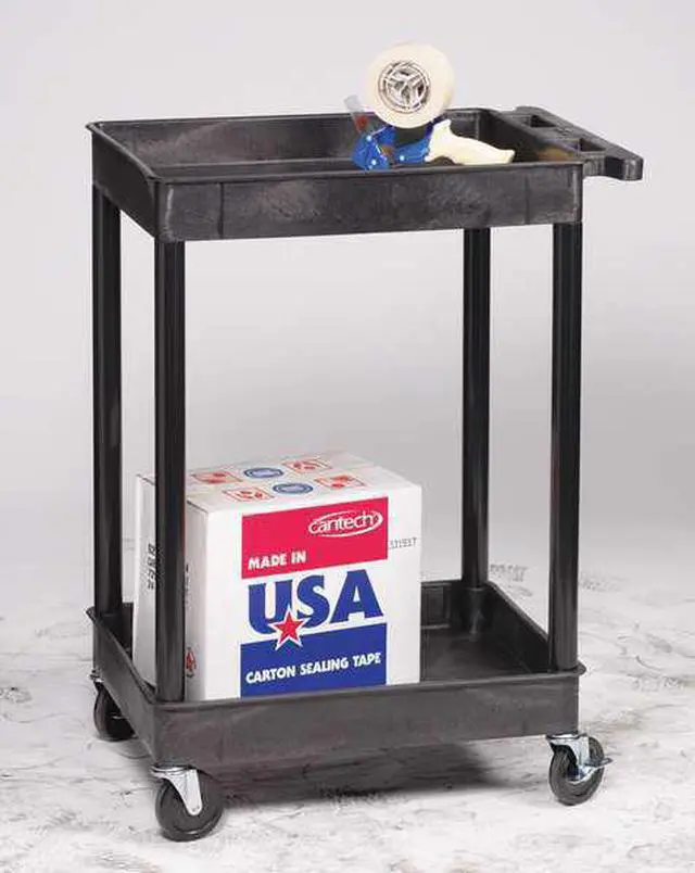 Alt view image 5 of 7 - ZORO SELECT STC11-G Utility Cart with Deep Lipped Plastic Shelves, 300 lb Load