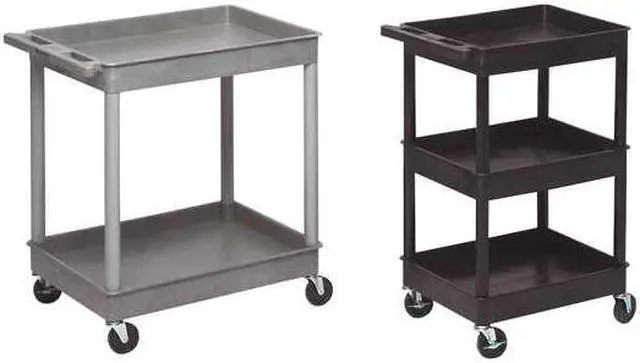 Alt view image 6 of 7 - ZORO SELECT STC11-G Utility Cart with Deep Lipped Plastic Shelves, 300 lb Load