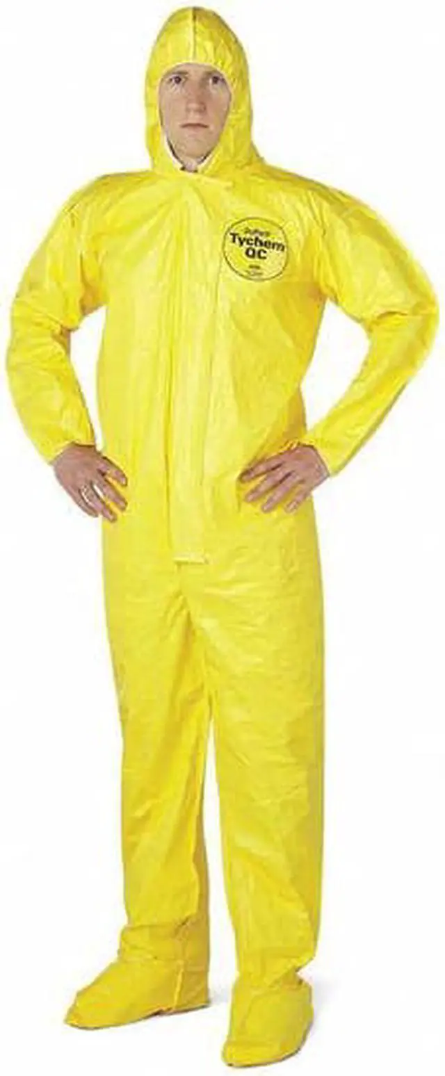 Alt view image 2 of 2 - DUPONT QC122BYLLG001200 Chemcial Resistant Coverall, Hooded, L, Tychem(R) 2000,
