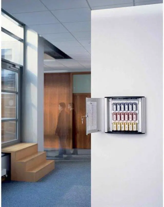Alt view image 17 of 20 - Durable Locking Key Cabinet 36-Key Brushed Aluminum Silver 11 3/4 x 4 5/8 x 11