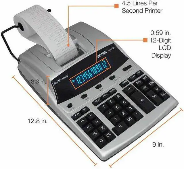 Alt view image 19 of 20 - Victor 1240-3A Antimicrobial Printing Calculator Black/Red Print 4.5 Lines/Sec 12403A