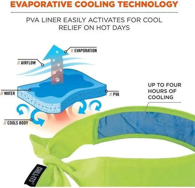 Alt view image 4 of 6 - ERGODYNE 6700CT Cooling Bandana,One Size,Lime