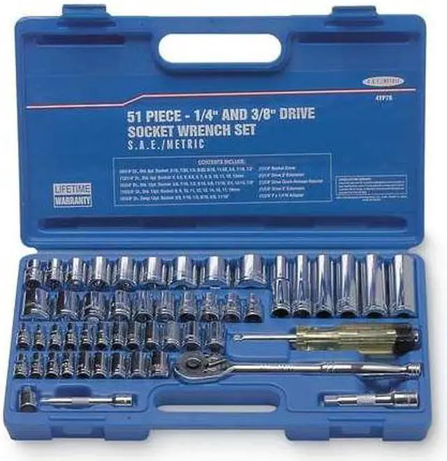Alt view image 4 of 4 - Socket Set, Metric, 1/4, 3/8Dr, 51 Pc