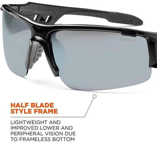 Alt view image 9 of 10 - Ergodyne 52042 Skullerz Dagr Safety Glasses, Black Frame/Silver Lens, Nylon/Polycarb