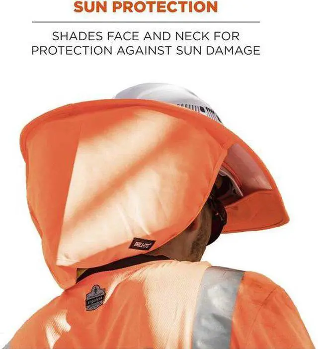 Alt view image 3 of 7 - ERGODYNE 6660 Visor with Neck Shade, For Use With Hard Hats Orange