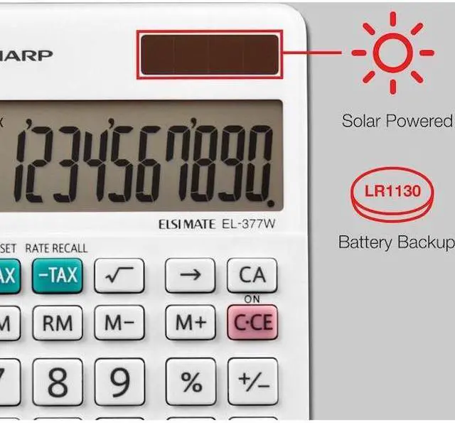 Alt view image 18 of 20 - Sharp EL-377WB Large Pocket Calculator 10-Digit LCD EL377WB